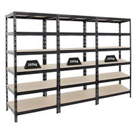 SCHWERLASTREGAL Giant Tiger 3er-Set mit 3x 200x90x60 cm Fachlast 265 kg 6-Ebenen Schwarz - Schwarz, Metall (270/200/60cm) - PROREGAL