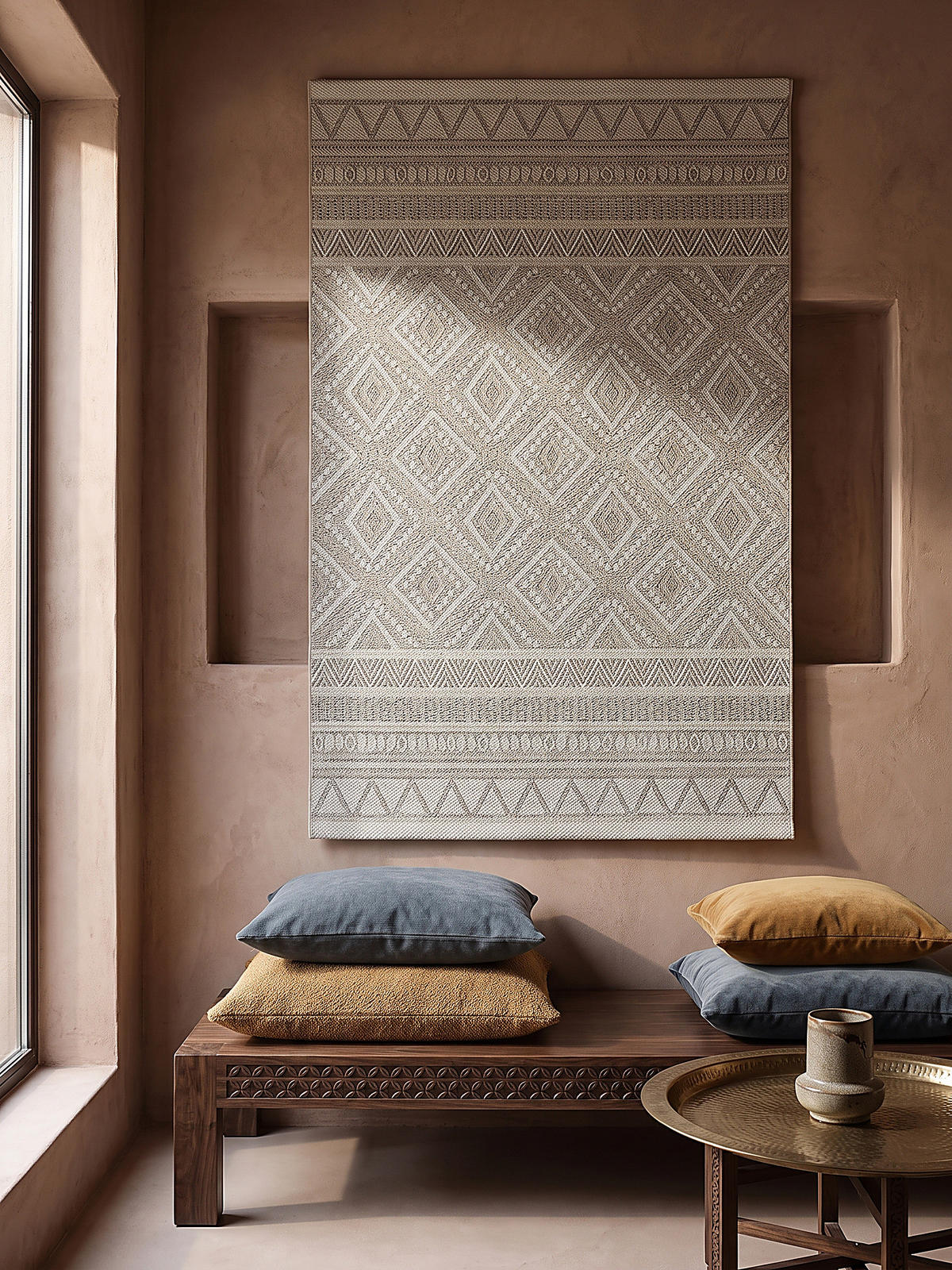 LÄUFER ESERA Ethno-Rauten Polypropylen Beige 67 x 180 cm - Beige, Textil (67/180cm) - KADIMA DESIGN