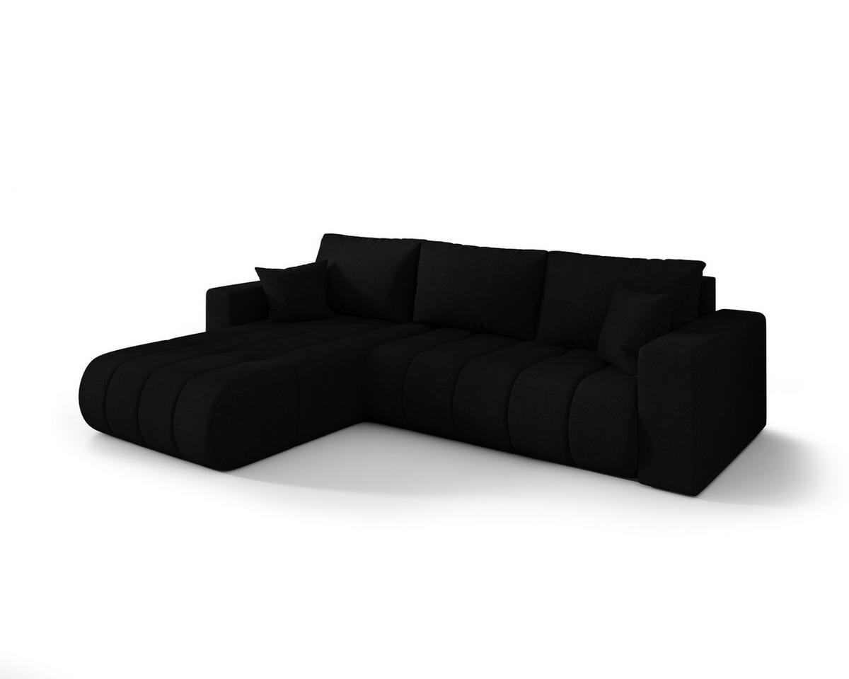 ECKSOFA ARDEN Samt Schwarz L - Links - Schwarz, Textil (175/280cm) - Luxkor24