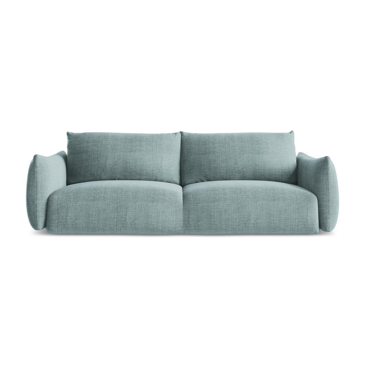 3-SITZER SOFA mit Schlaffunktion Strukturstoff Blau - Pastellblau/Schwarz, Holzwerkstoff/Kunststoff (230/90/105cm) - LaMiaSofa