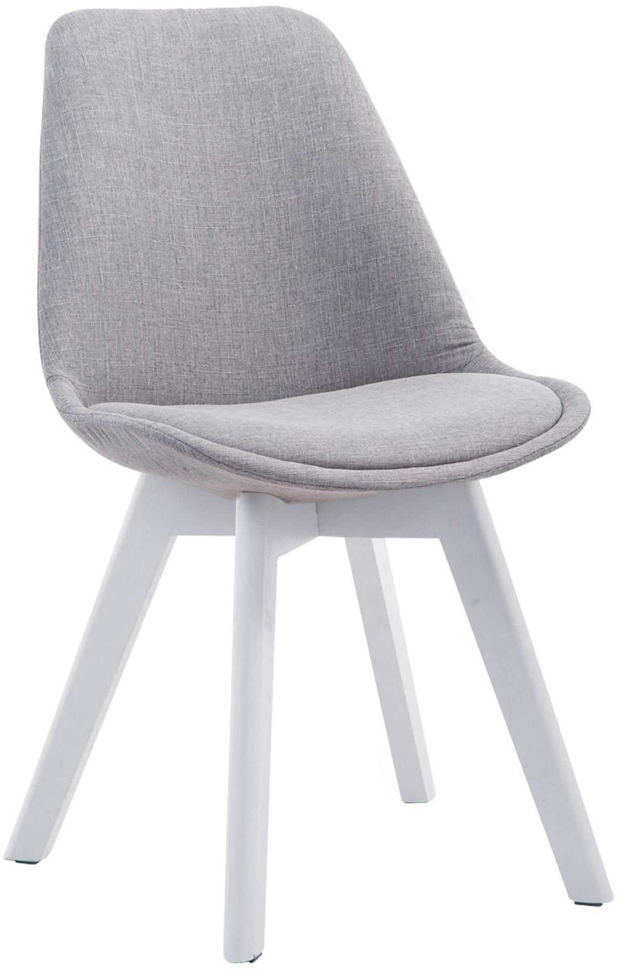 STUHL Stoff grau - Weiß/Grau, Holz/Textil (48/84/55cm) - CLP
