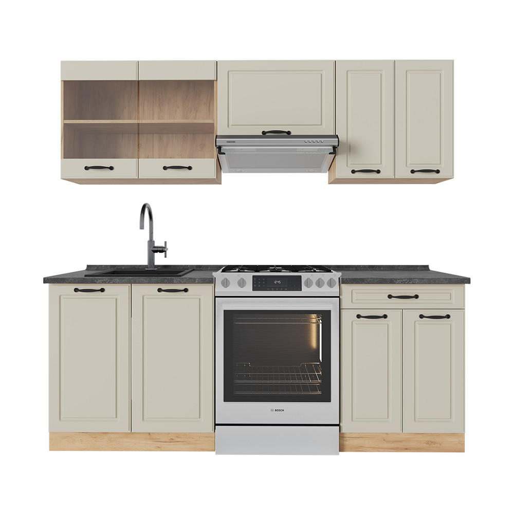 Vicco Küchenzeile Beige, Honigeiche 200x81.6x46 cm