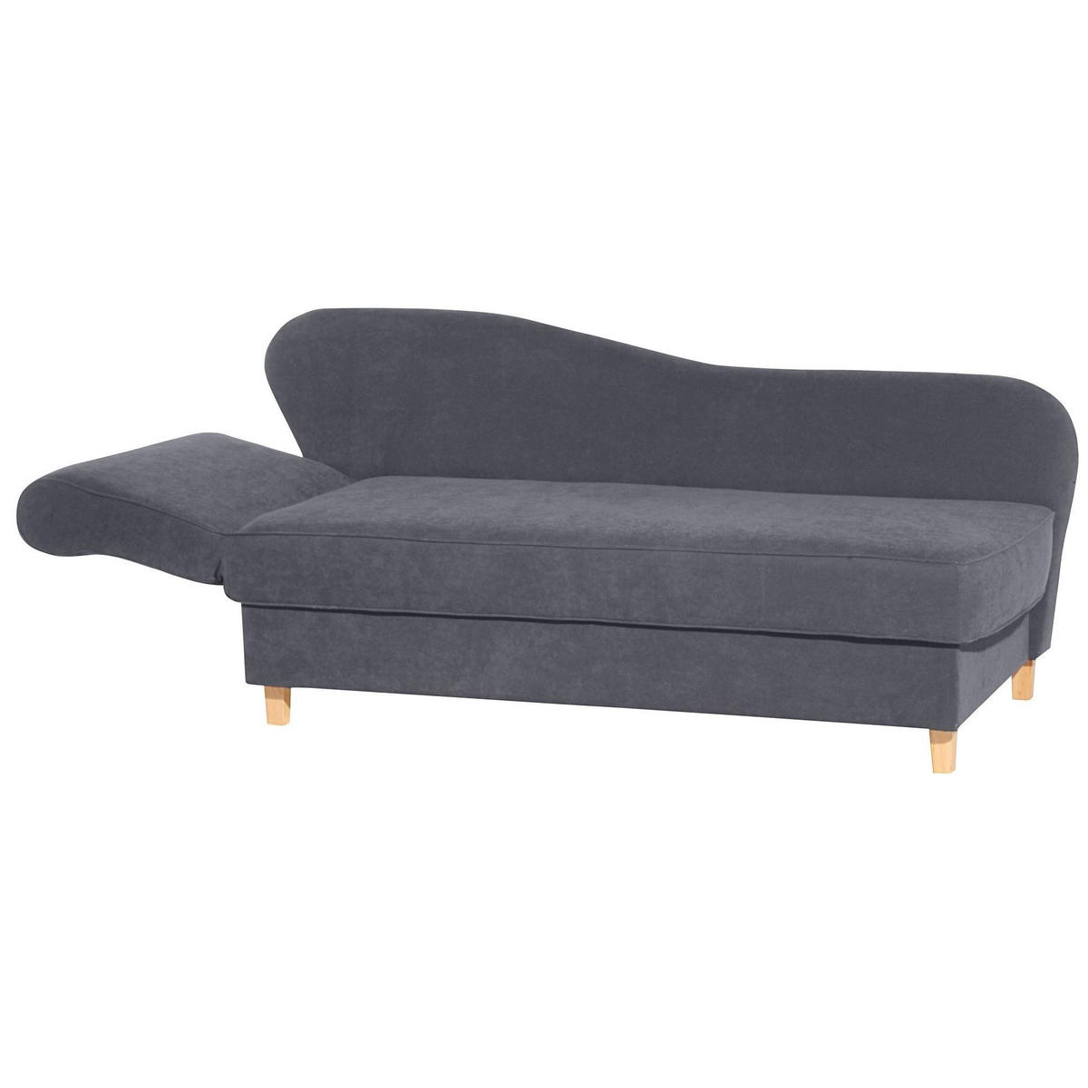 RECAMIERE mit Armteil links klappbar Katia Bezug Veloursstoff Buche natur / anthrazit - Grau, Kunststoff (190/82/88cm) - 58aufmkessel