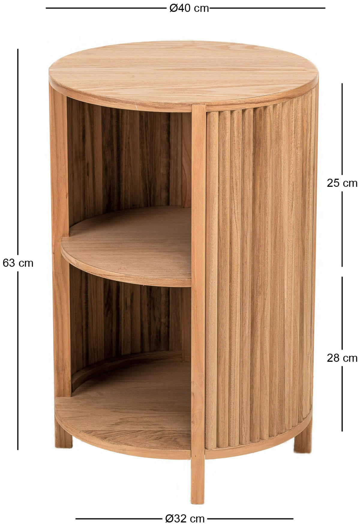 NACHTTISCH Rund Braun 40 x 40 x 63 cm - Braun, Holz (40/63/40cm) - Nordlys