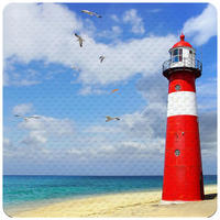 BADEMATTE Leuchtturm - Blau, Kunststoff (53/53cm) - Sanilo