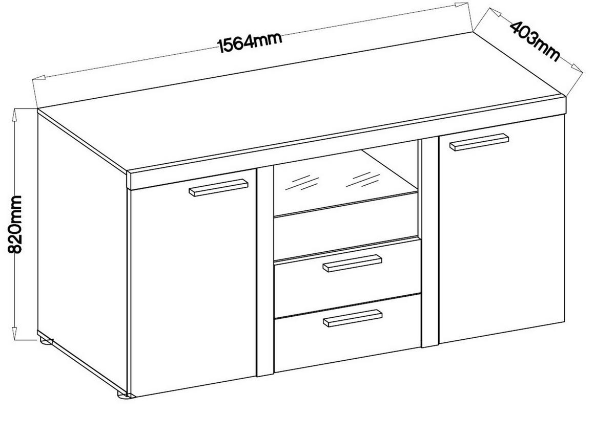 SIDEBOARD OKTAWIA 2F2S LED - Sonoma Eiche, Holzwerkstoff (157/20/40cm) - Meblini