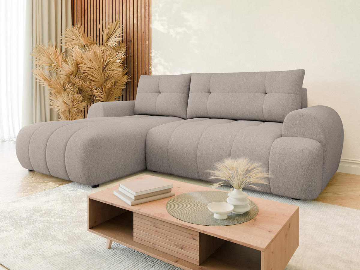 ECKSOFA Fiorano, Seite: Links - Beige/Schwarz, Holz/Kunststoff (265/177cm) - MIRJAN24