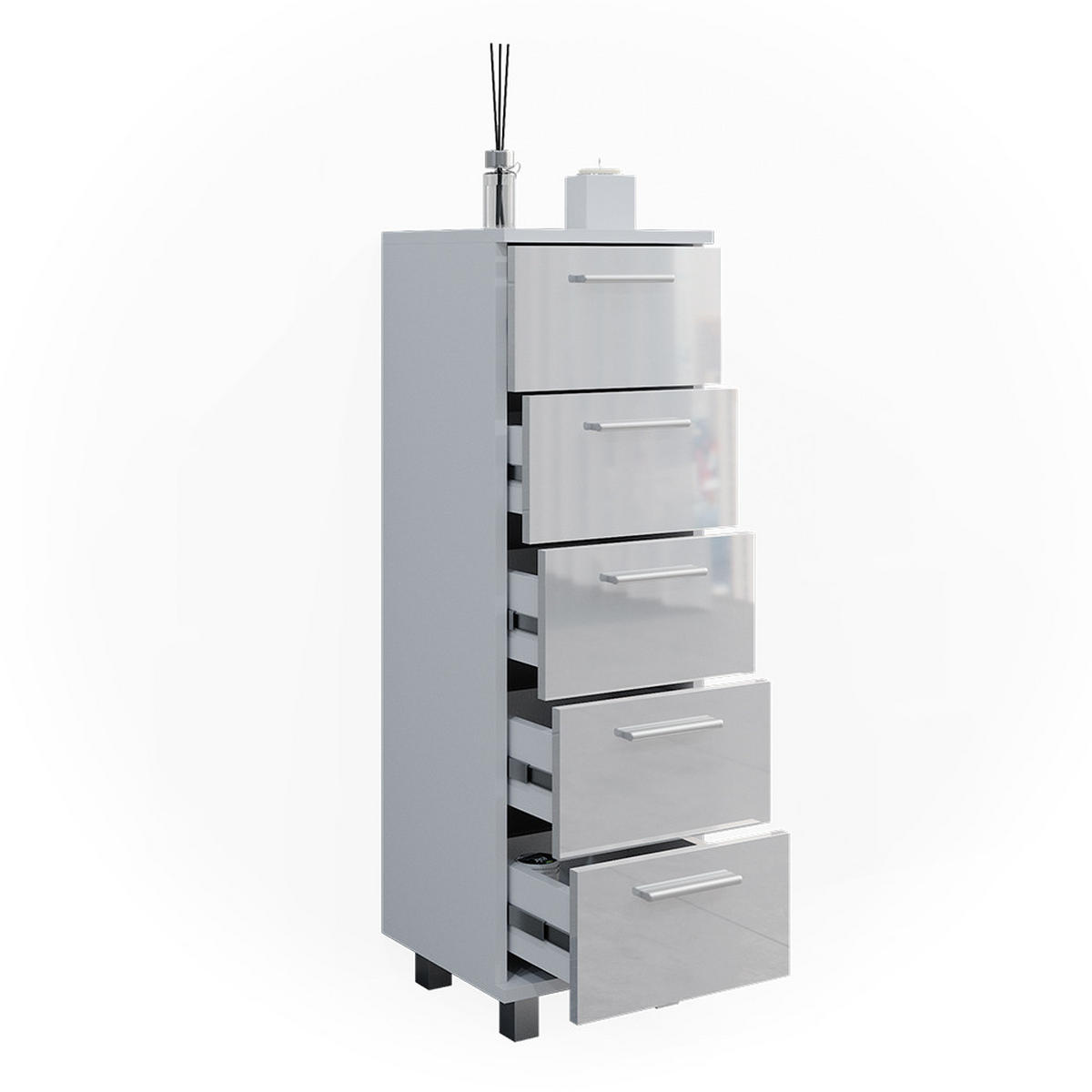 Weiß Hochglanz, Holzwerkstoff (30/95/30cm) - Vicco