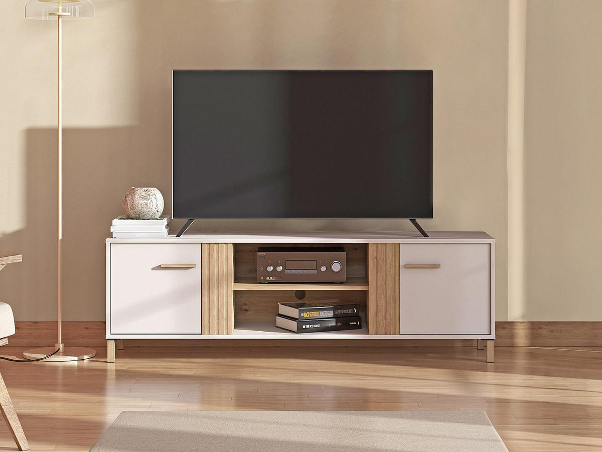 TV-BOARD - 163.5 cmcm x 40.1 cmcm - Holz, Platte - Beige, Naturfarben Hell - LYSANO - Beige, Holz (163.5/51.8/40.1cm) - Vente-Unique