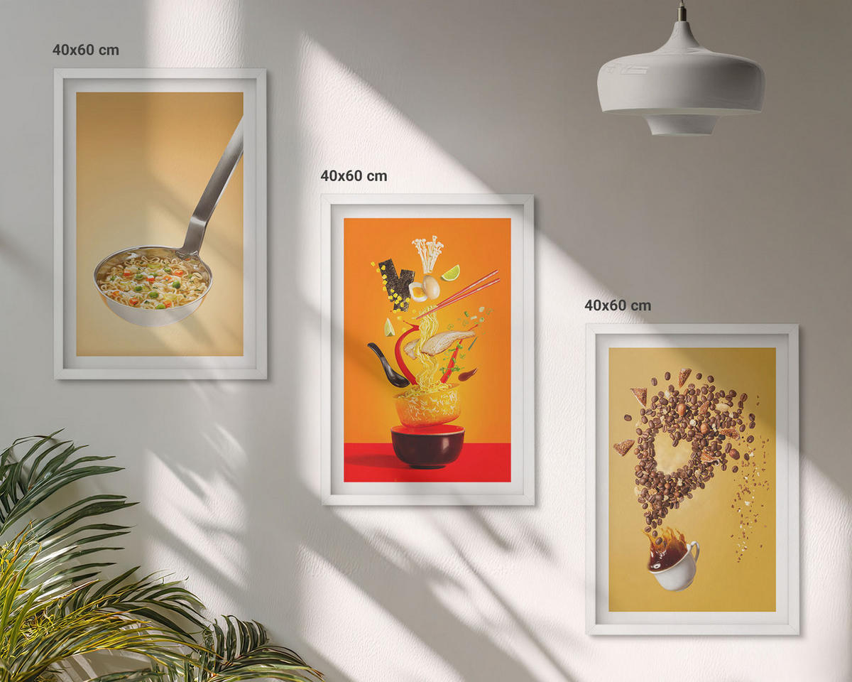 BILDER SET 3er Set - 40x60 cm Weißer Rahmen - Küchenthemen - Weiß, Kunststoff (40/60cm) - TULUP