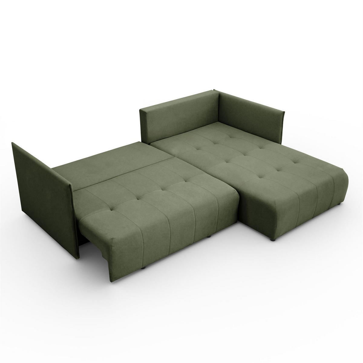 ECKSOFA APOLLO L mit Schlaffunktion und Bettkasten – rechte Seite - Grün, Textil (246/188cm) - Lookway