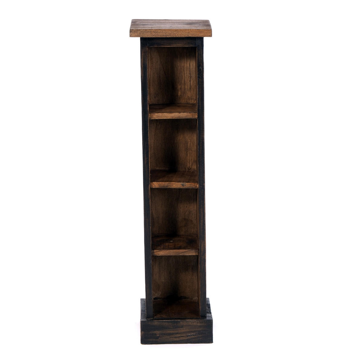 CD REGAL TOWER Mahagoni Massivholz, 4 Fächer 04 schwarz-natur - Graubraun, Holz (16/76/15cm) - DESIGN DELIGHTS