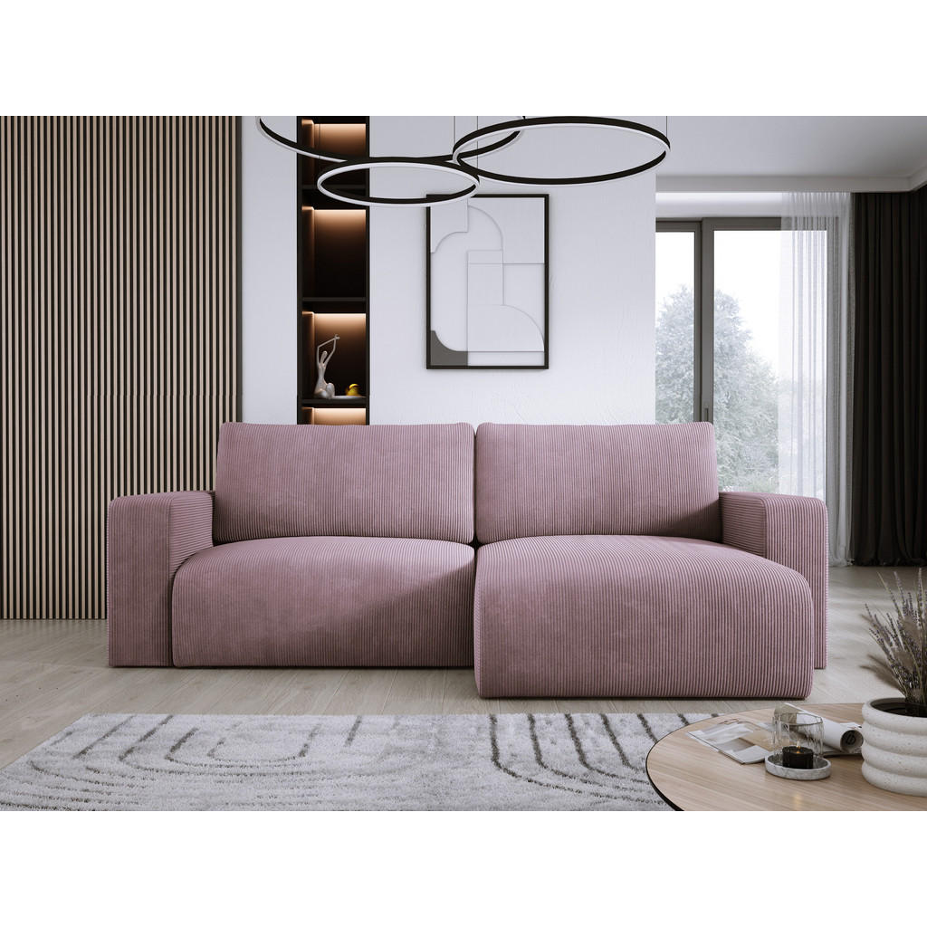 Thumbnail - DomoHome Ecksofa, Hellrosa, Textil, Rechteckig, 247x143 cm, Wohnzimmer, Sofas & Couches, Wohnlandschaften, Ecksofas