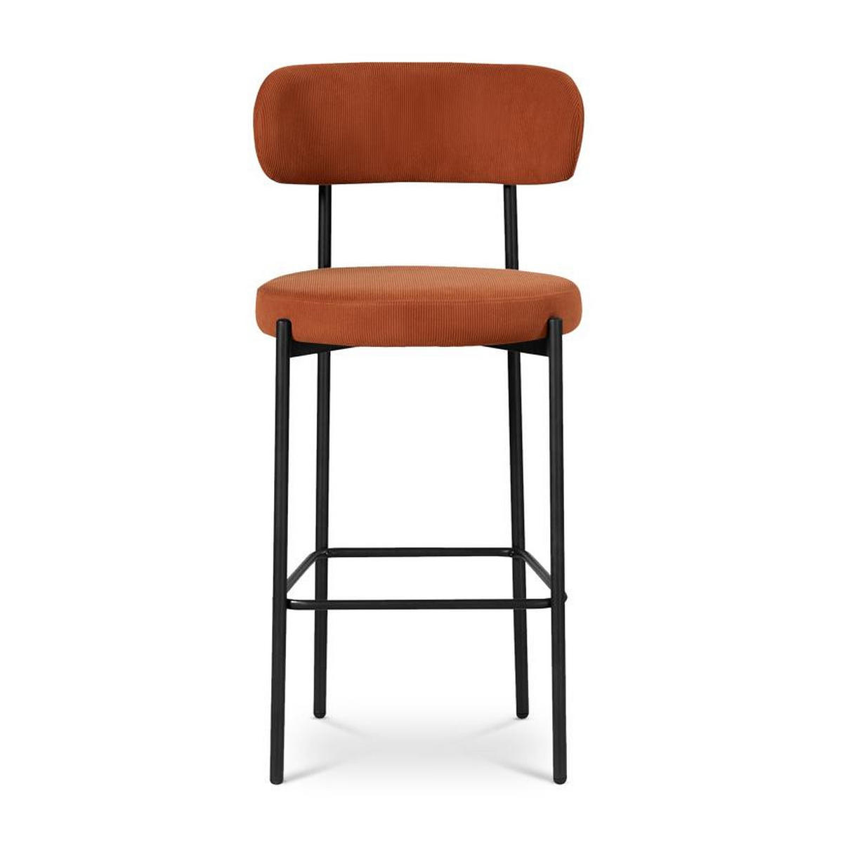 BARHOCKER 2er-Set Iris modernen in terrakottafarbenem Cord-Samt, 75 cm - Terracotta/Schwarz, Textil/Metall (51/107/52.5cm) - Sicaan