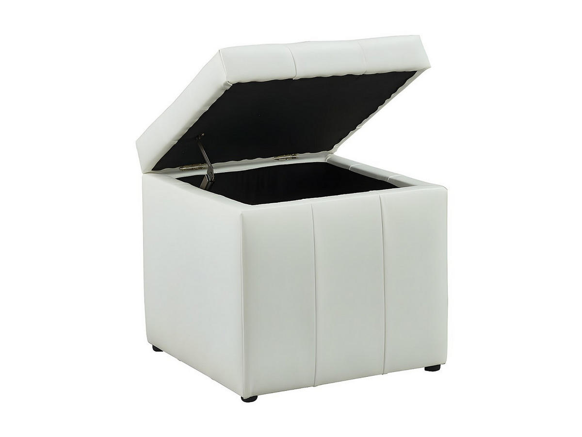 SITZHOCKER - 1 Person - Kunstleder - Weiß - SERAFINO - Weiß, Leder (49/48/49cm) - Vente-Unique