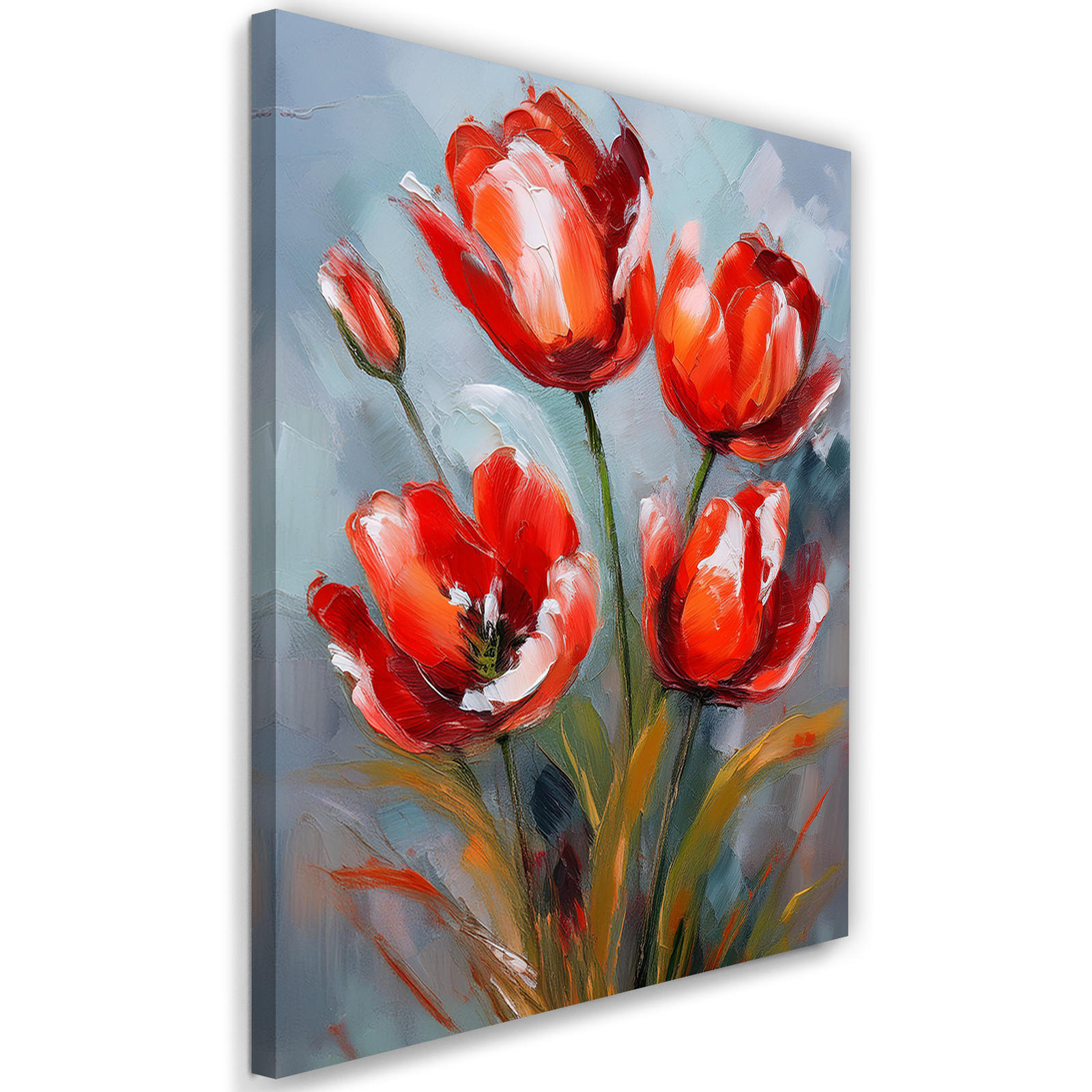 WANDBILD gemalte rote mohnblumen naturblumen - Rot, Textil (40/60cm) - Feeby