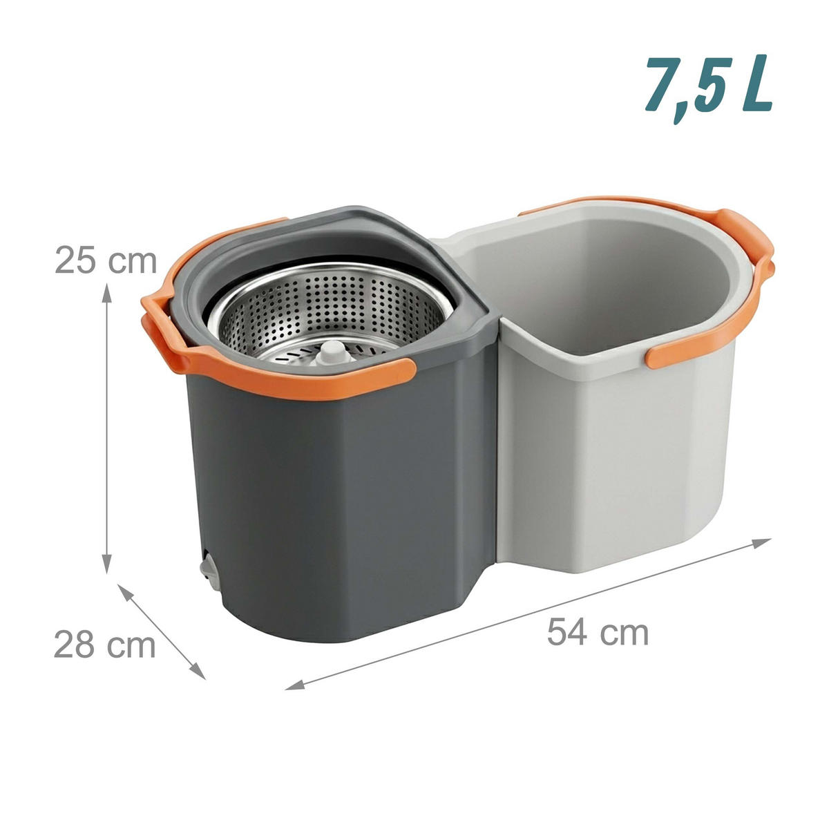 SADA-MOPU Antracit Šedá Korálová s kbelíkem a odstřeďovačem - různobarevná, kov/textil (54/28/25cm) - Relaxdays