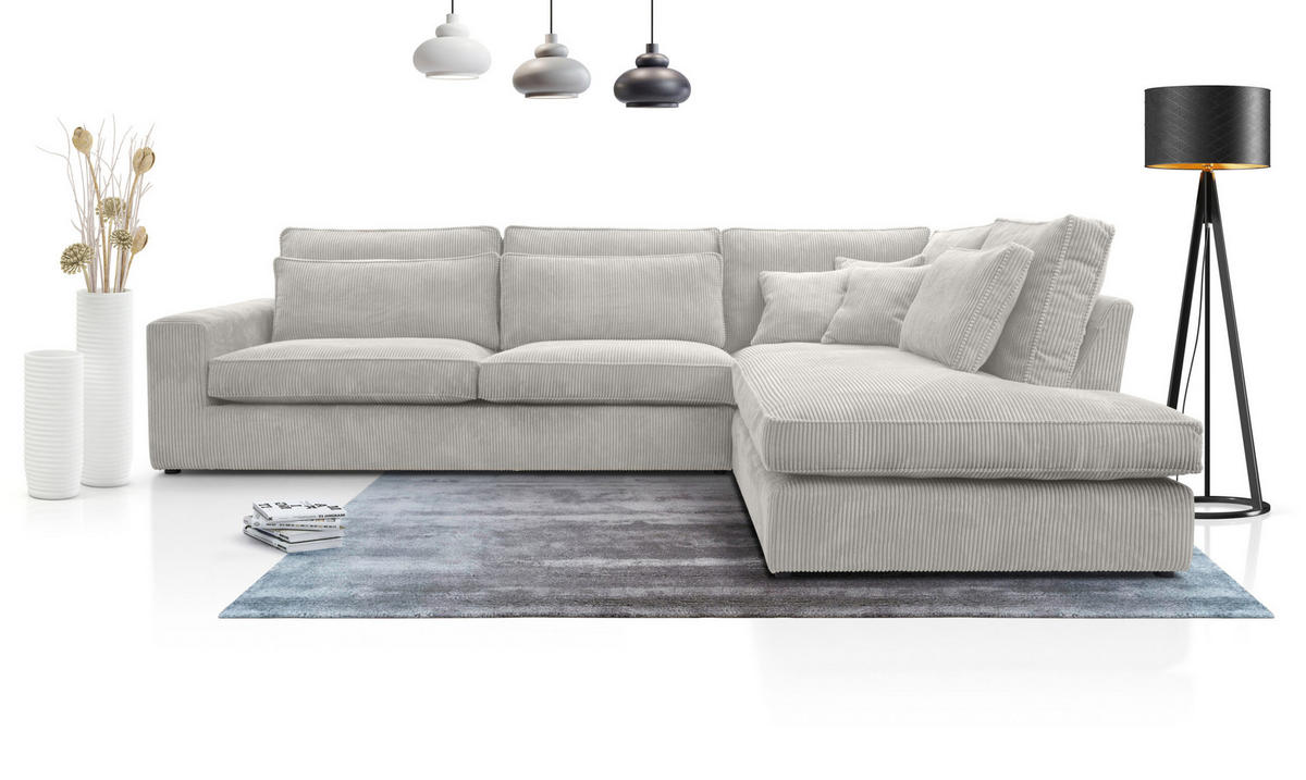 ECKSOFA Eckcouch Monica mini L-form, Beige - Hellgrau, Textil (224/280cm) - Fedve