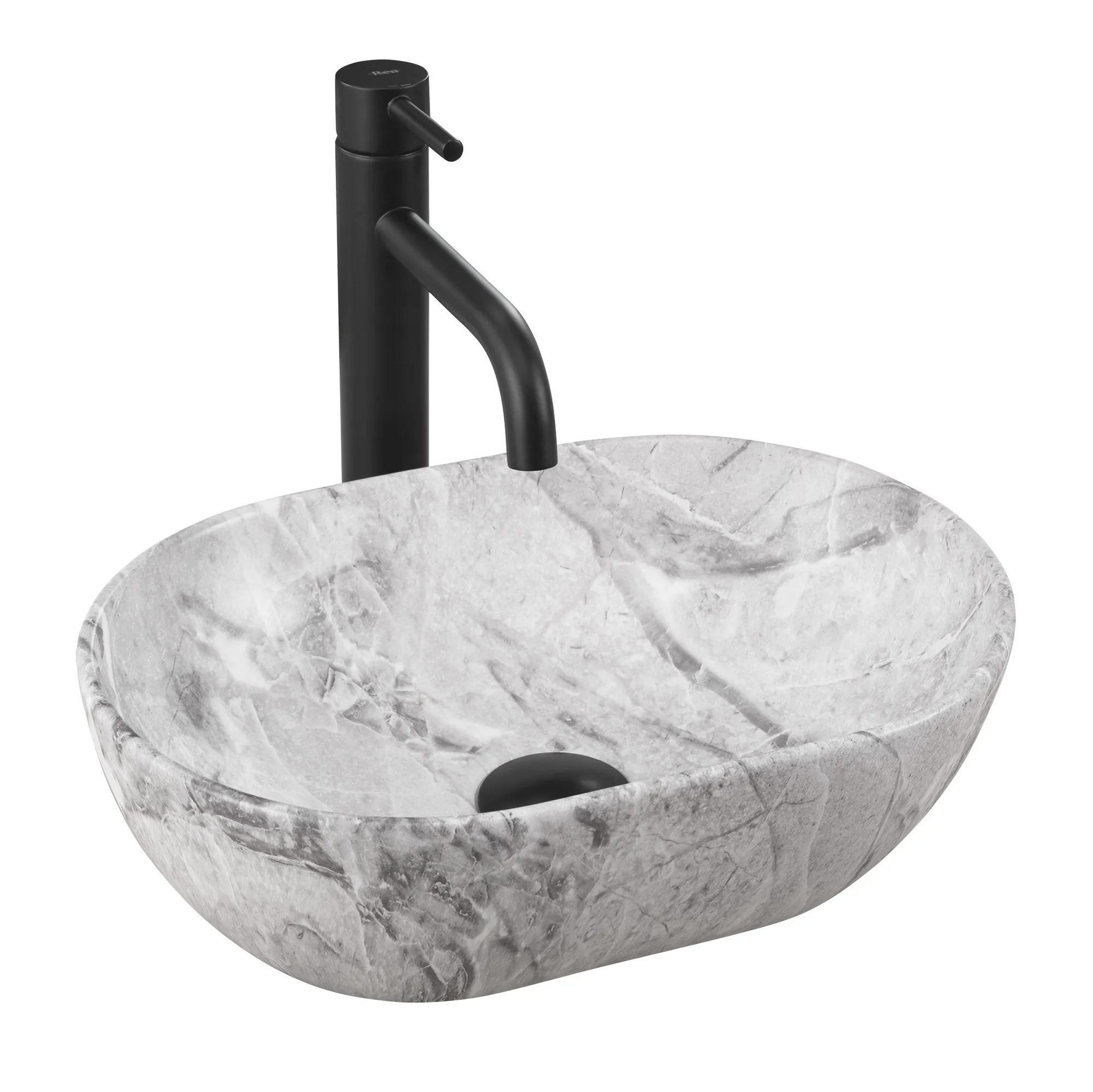 AUFSATZWASCHBECKEN Rea Amelia Mini Stone Matt - Hellgrau, Keramik (26/12/38cm) - REA