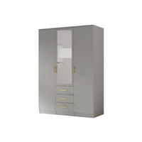DREHTÜRENSCHRANK - LIMON 3D - Grau - Grau, Holzwerkstoff/Metall (154/210/64cm) - Möblo