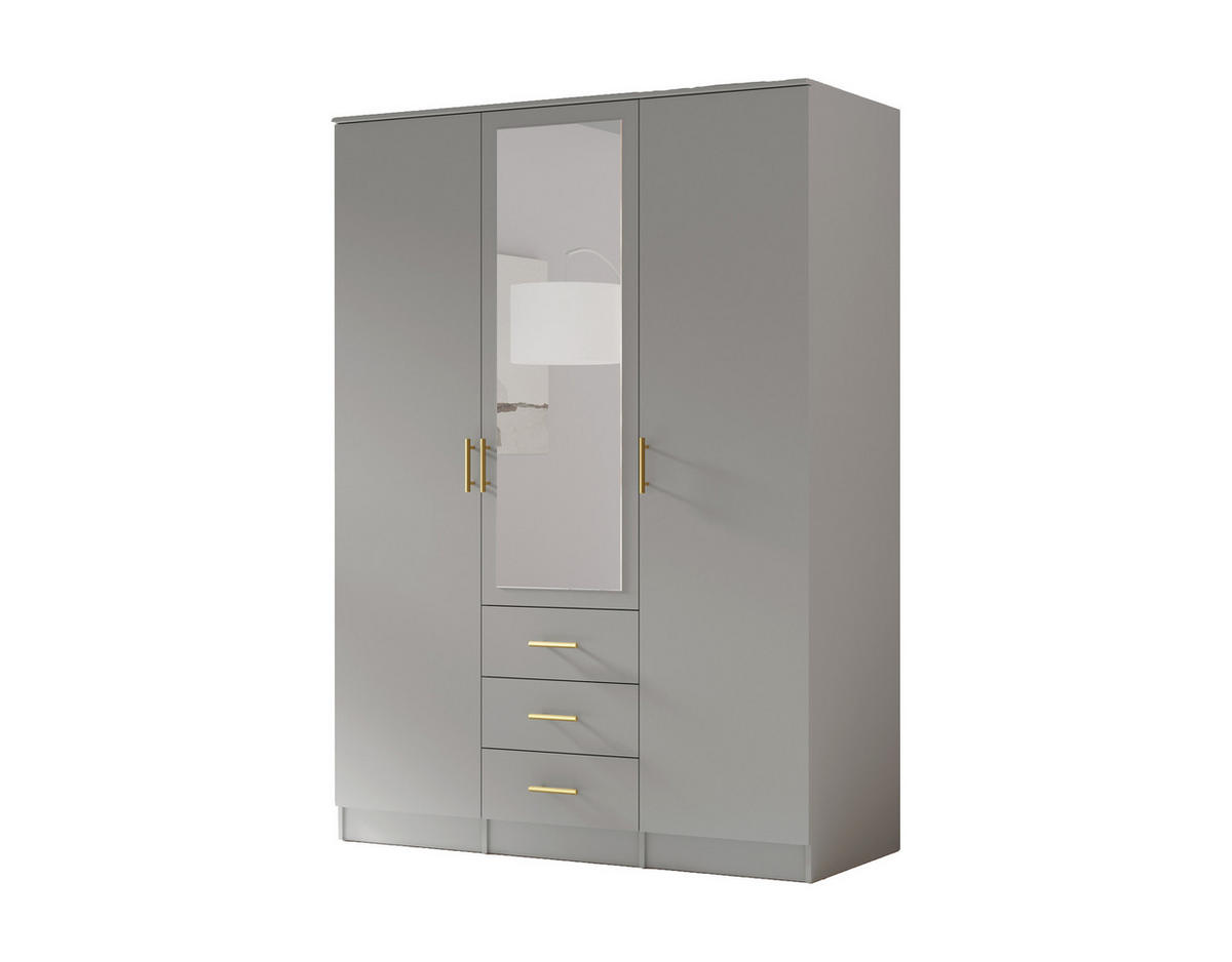 DREHTÜRENSCHRANK - LIMON 3D - Grau - Grau, Holzwerkstoff/Metall (154/210/64cm) - Möblo