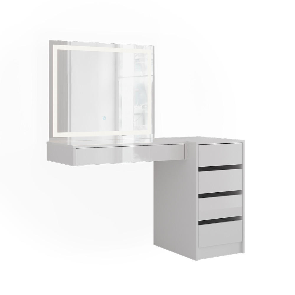 SCHMINKTISCH Sherry Weiß/Weiß Hochglanz 120 cm 3 Teile - Weiß Hochglanz, Holzwerkstoff (120/76/50.1cm) - Vicco