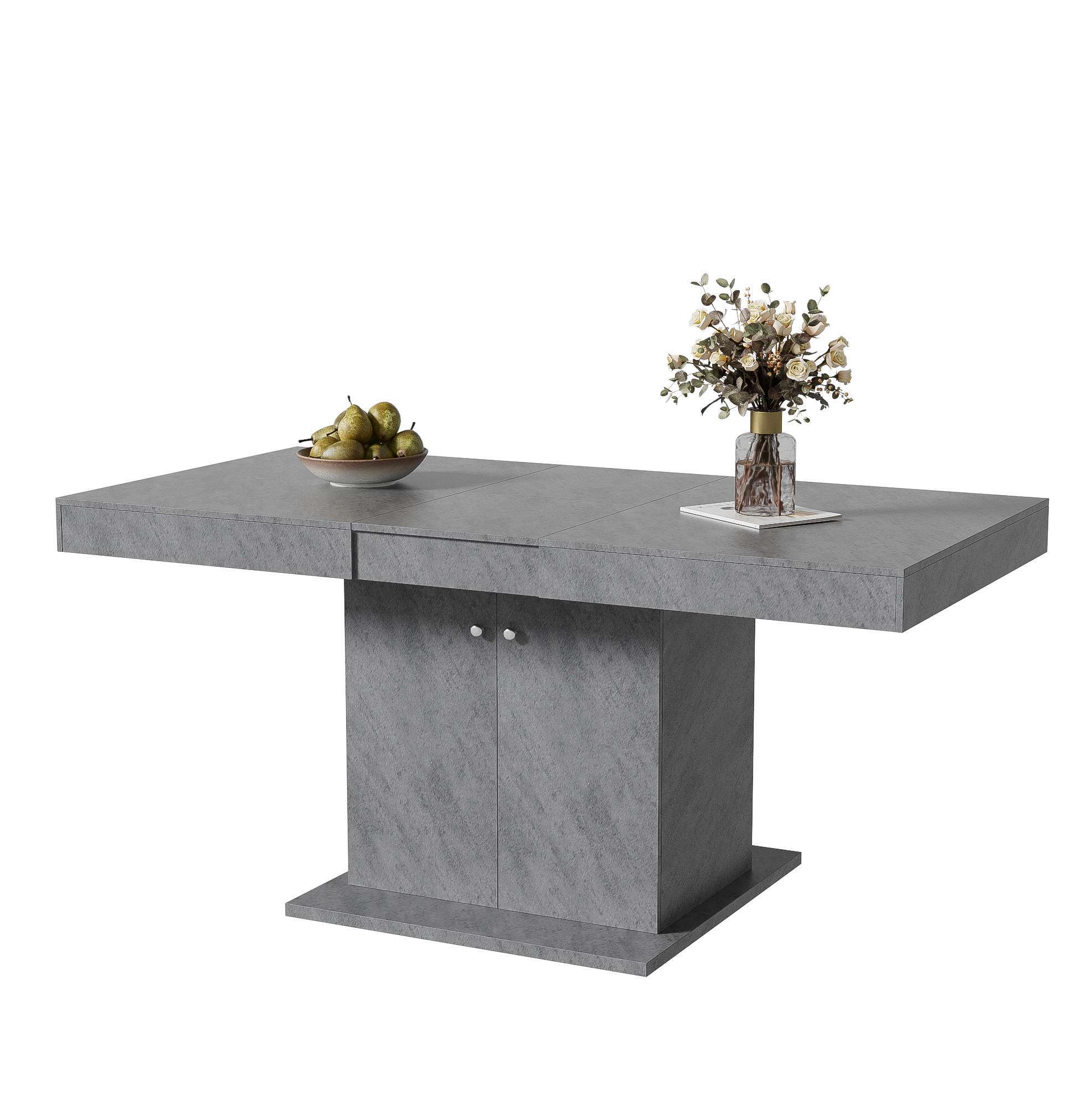 ESSTISCH ausziehbar 140/180 x 80 cm mit Stauraum Grau - Grau, Holzwerkstoff (180/80/76cm) - Meubliv