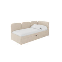 EINZELLBETT Jugendbett mit Bettkasten, Links - ALVY 100x200 Beige - Creme, Holzwerkstoff/Textil (100/200cm) - ALTDECOR