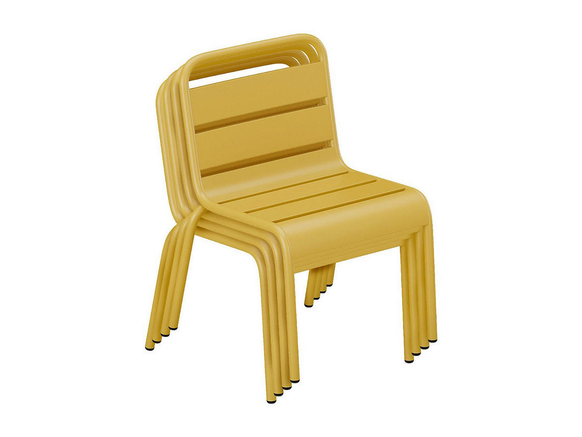 GARTENSTUHL für Kinder stapelbar 2er-Set - Metall - Senfgelb - POPAYAN von MYLIA - Gelb, Metall (43/55.5/39cm) - Vente-Unique