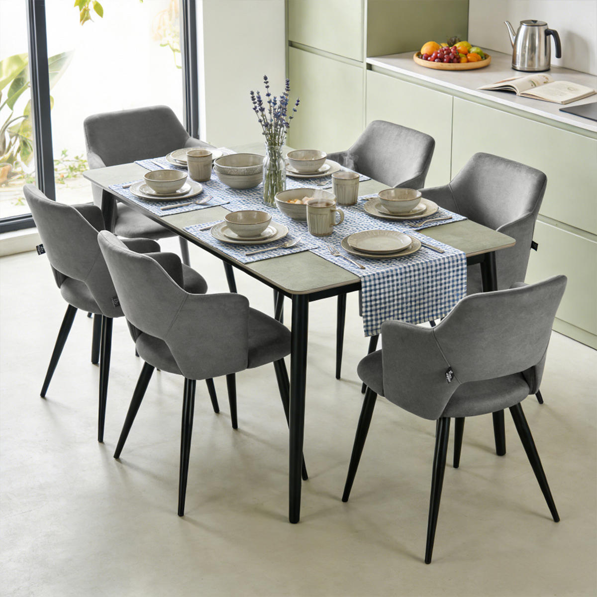ESSZIMMERSTUHL 6er Set Haustierfreundlich in Grau - Grau, Textil/Metall (63/78.5/55cm) - Meubles Cosy