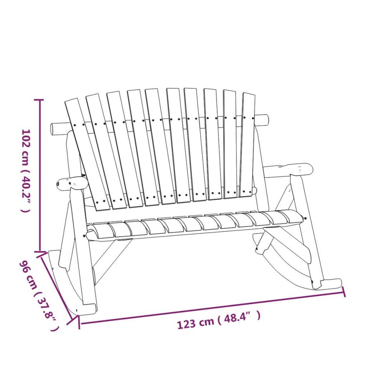 GARTEN-SCHAUKELBANK 2-Sitzer 123/96/102 Cm Massivholz Fichte - Braun, Holz (96/102/123cm) - vidaXL