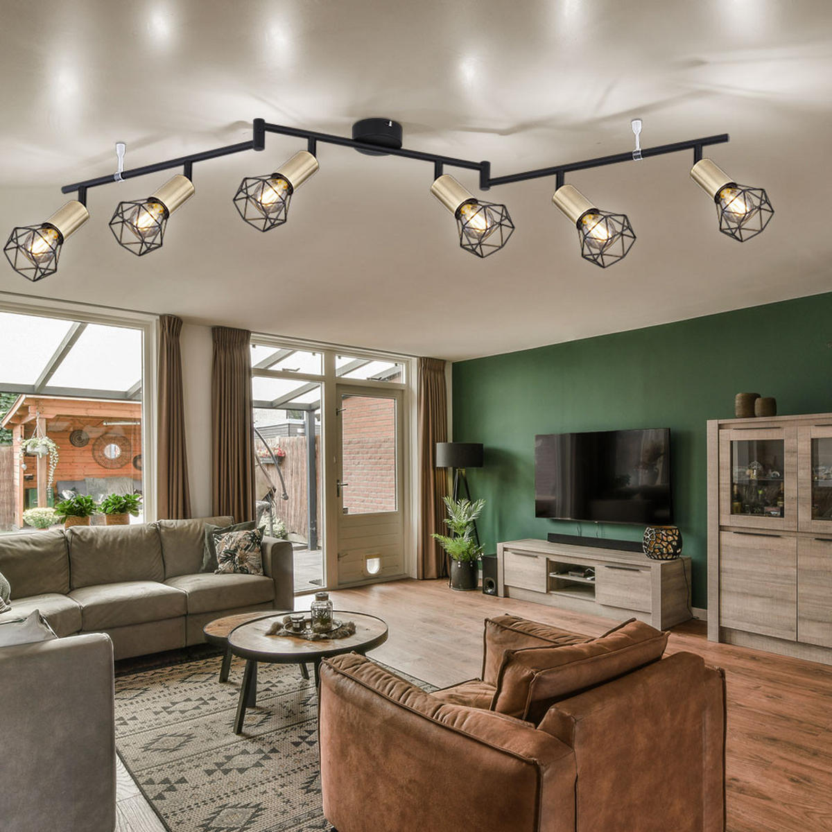 LED DECKENLEUCHTE Metall Schwarz 6 Flammig - Schwarz, Metall (120/8/22cm) - Globo Lighting