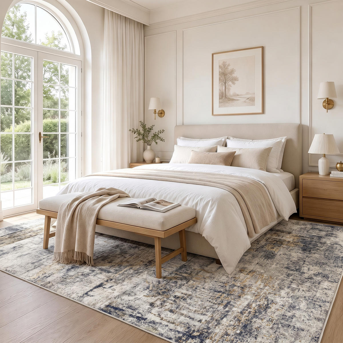 TEPPICH Polyester Grau - Grau, Textil (140/200cm) - HOMCOM