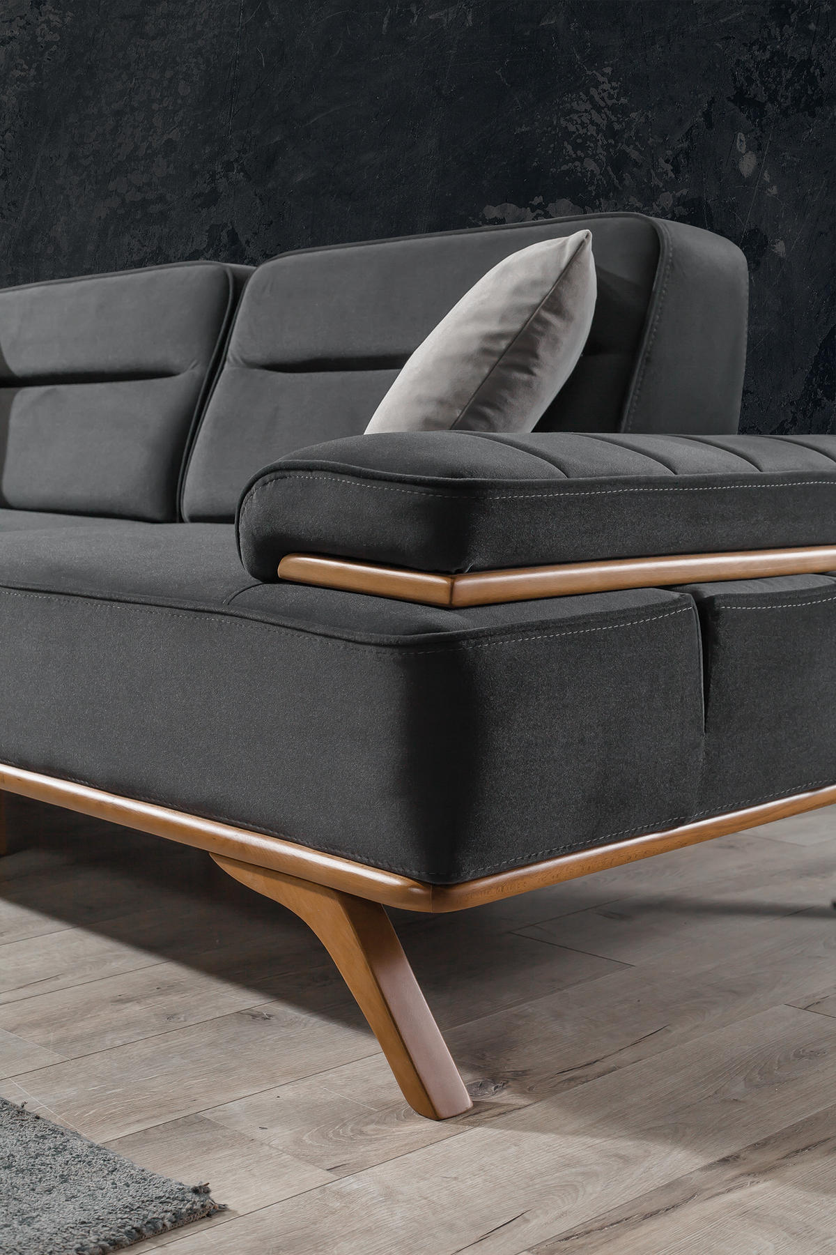 SOFA Andorra 2-Sitzer Samt Grau - Grau, Textil (200/85/95cm) - Villa Möbel