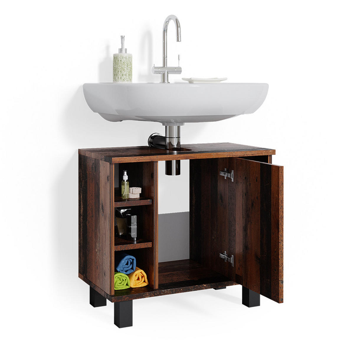 WASCHBECKENUNTERSCHRANK Fynn Antikholz 60 x 54 cm - Eichefarben, Holzwerkstoff (60/54/32cm) - Vicco