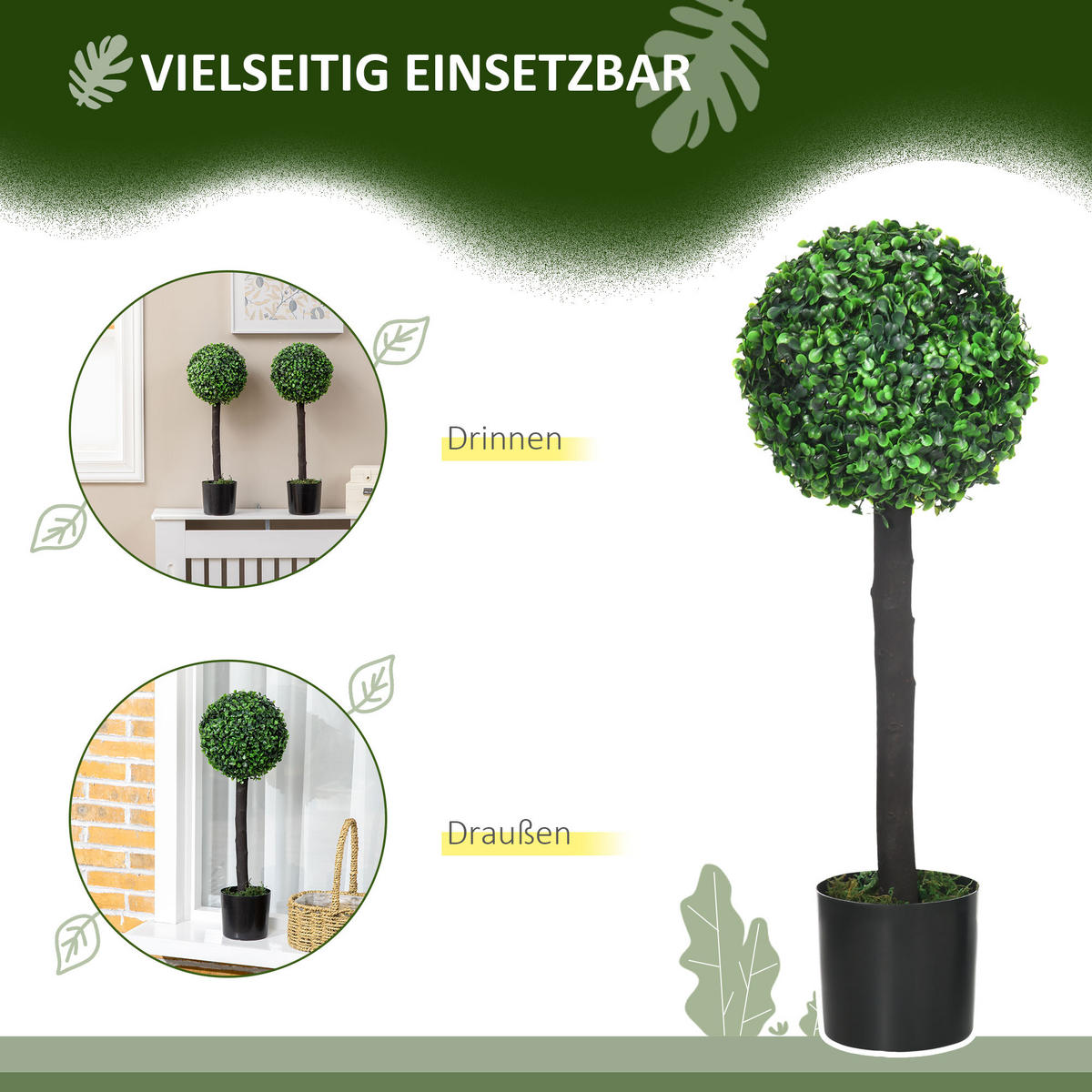 KÜNSTLICHE Pflanzen, PEVA, PE, Grün - Grün, Kunststoff (60cm) - HOMCOM