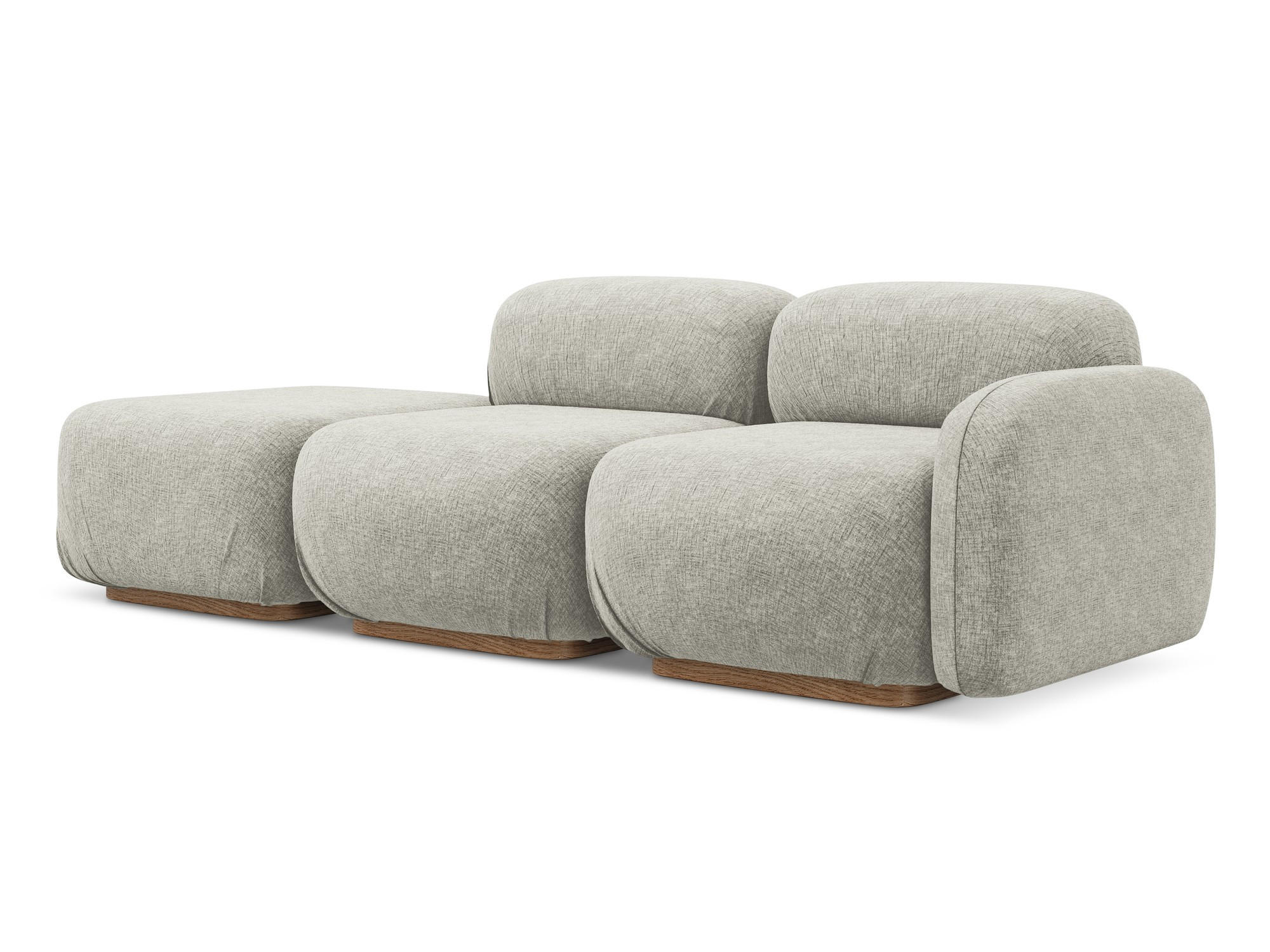 3-SITZER SOFA Links Chenille Stoff Grau - Silberfarben/Braun, Holz/Textil (258/73/95cm) - Makamii