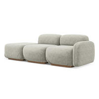 3-SITZER SOFA Links Chenille Stoff Grau - Silberfarben/Braun, Holz/Textil (258/73/95cm) - Makamii