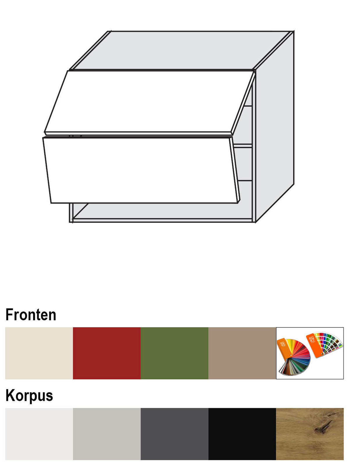 KLAPPHÄNGESCHRANK Brerra W8B/90-AV Weiß / RAL 6025 farngrün Matt 90 / 32,5 / 72cm - Weiß/Grün, Holz/Holzwerkstoff (90/72/32.5cm) - Feldmann-Wohnen