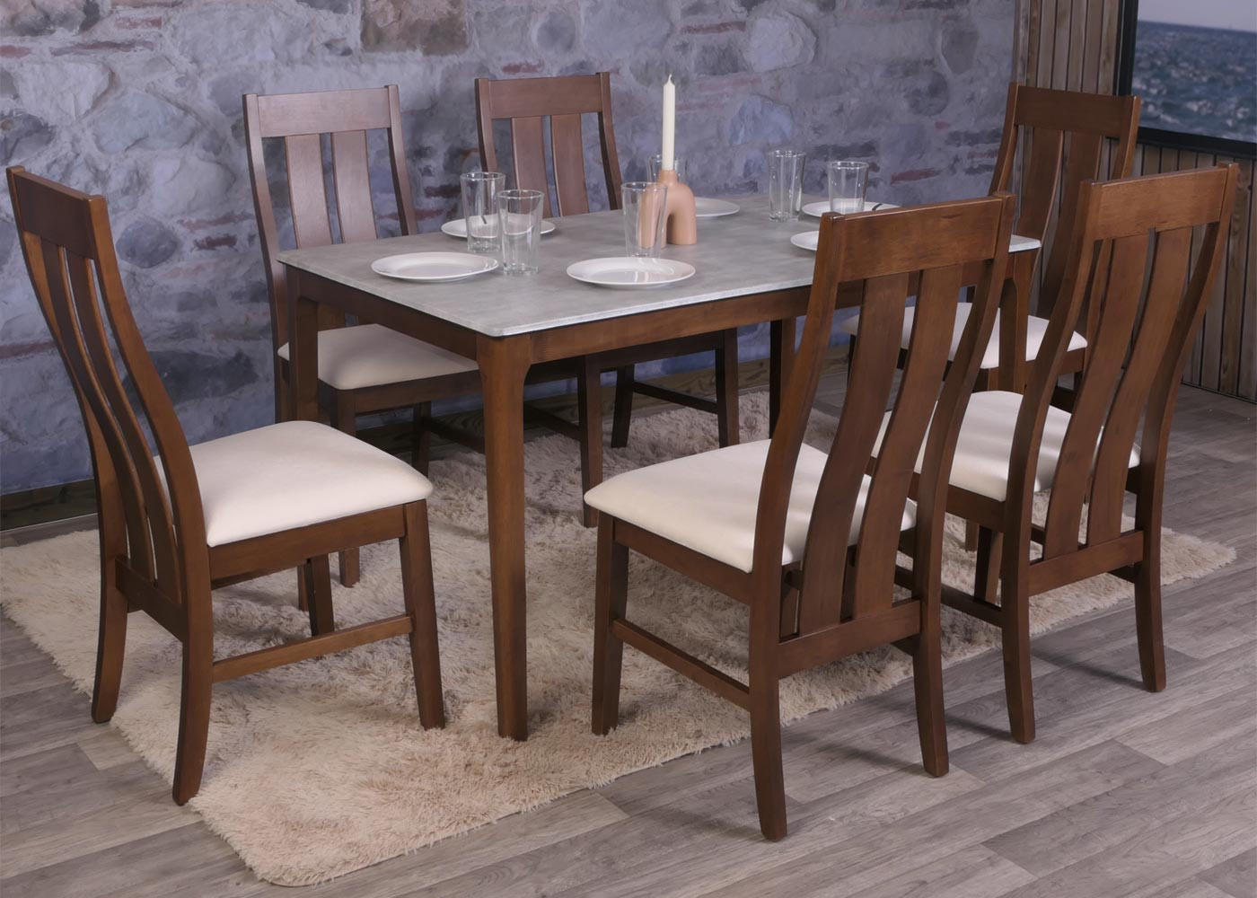 ESSZIMMERSTUHL Dunkelbraun, Creme 6er-Set - Dunkelbraun/Creme, Holz (46/100/45cm) - MCW