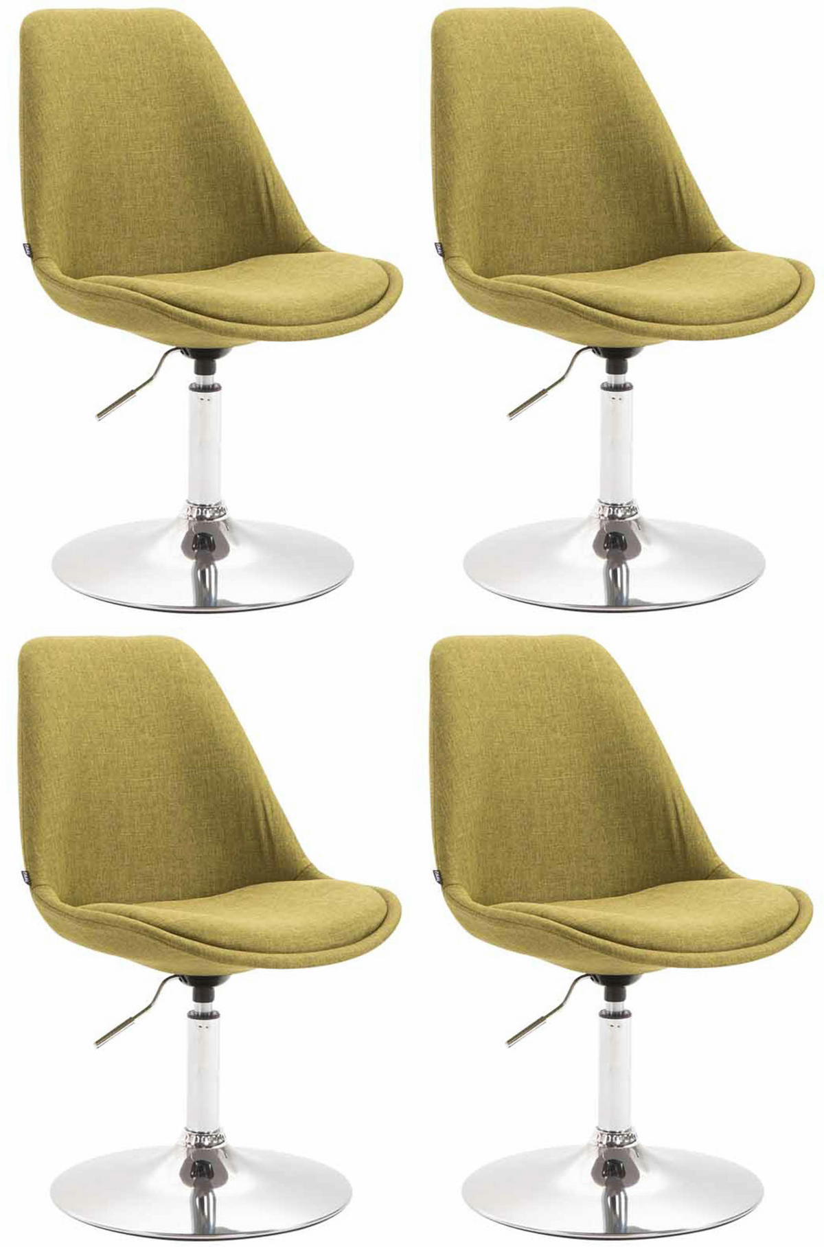 STUHL 4er Set Stoff grün - Chromfarben/Grün, Textil/Metall (48/76/57cm) - CLP