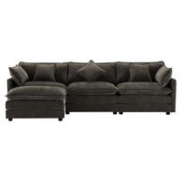 ECKSOFA 283/147/84 cm Dunkelgrau mit 1 Fußhocker - Dunkelgrau, Textil (283/147cm) - Oxeza
