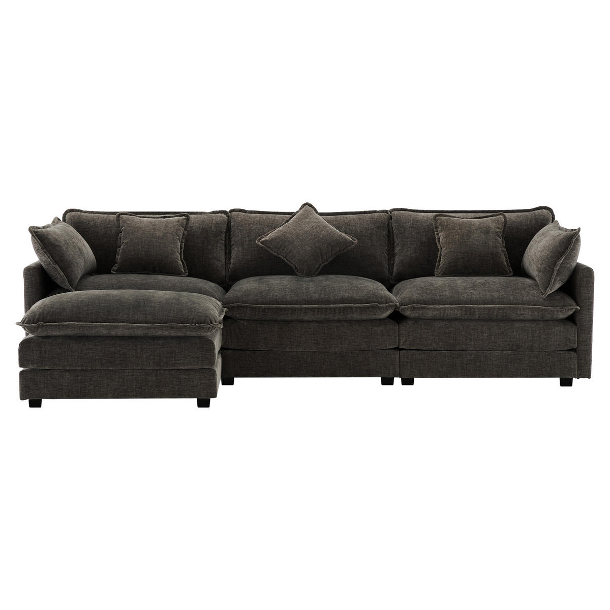 ECKSOFA 283x147x84 cm aus Chenille mit Hocker, dunkelgrau - Dunkelgrau, Textil (147/283cm) - Luhomfu