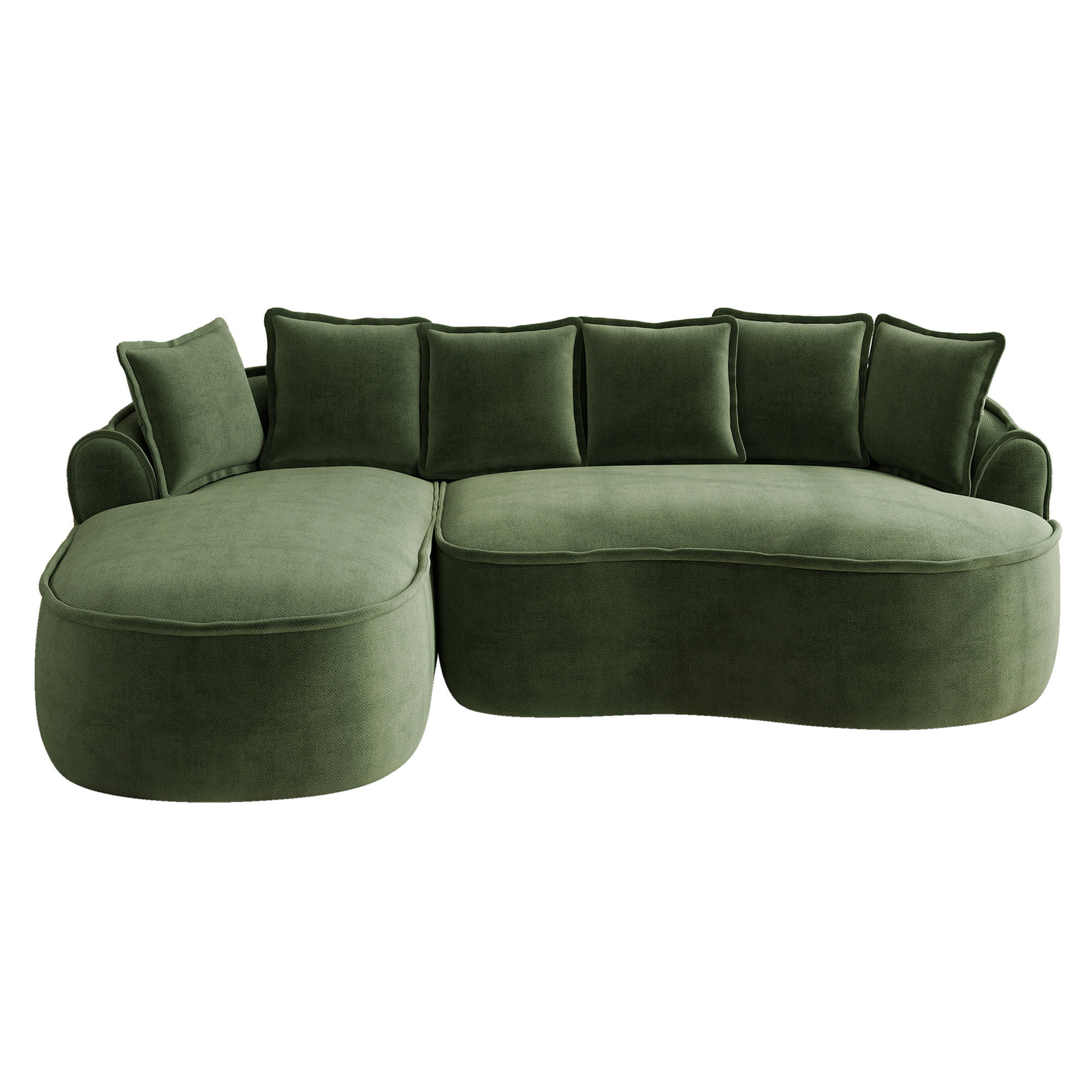 ECKSOFA chenille mit extra tiefer chaiselongue & rahmenlosem design - Grün, Textil (252/164cm) - Urban Meuble