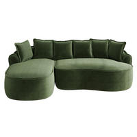 ECKSOFA chenille mit extra tiefer chaiselongue & rahmenlosem design - Grün, Textil (252/164cm) - Urban Meuble