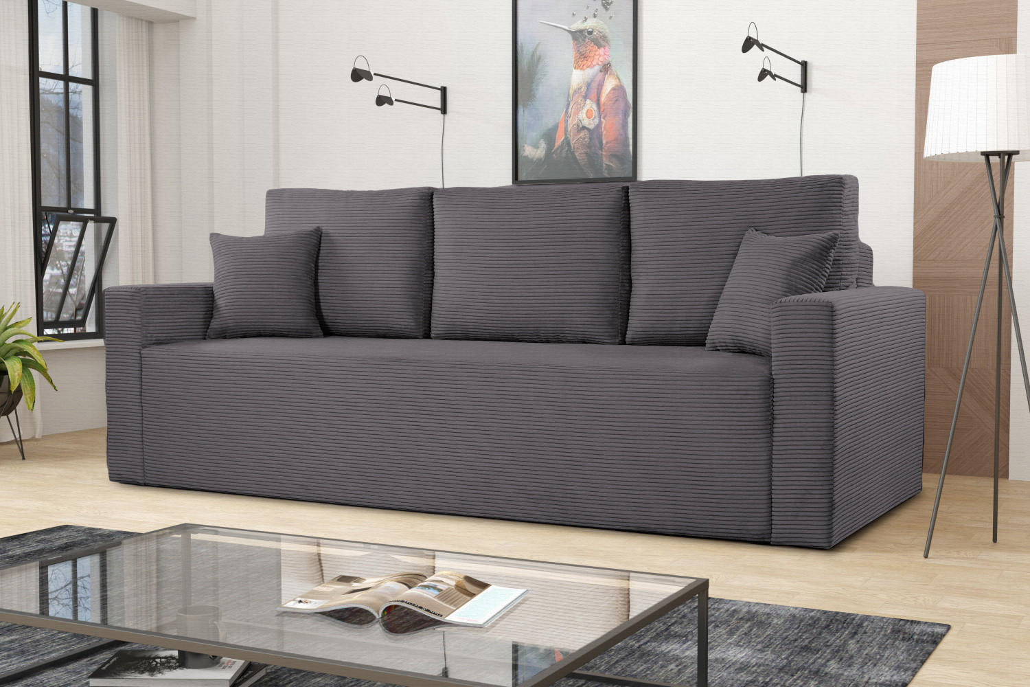 SCHLAFSOFA ZOOM Mit Bettkasten Stoff Zoom Dunkelgrau - Dunkelgrau, Holz/Textil (227/90/92cm) - Kaiser Möbel
