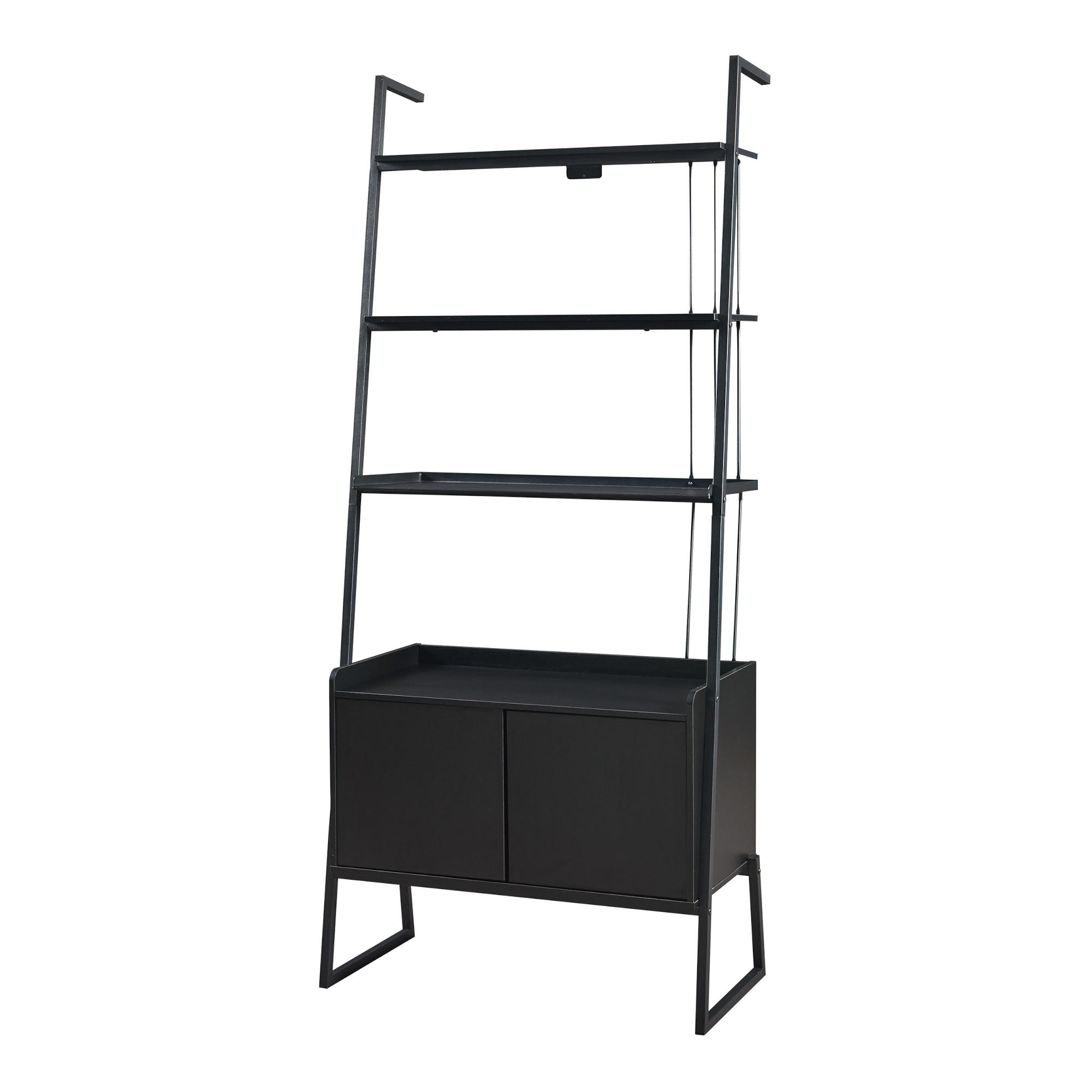 LEITERREGAL Storfjord - Schwarz, Holzwerkstoff/Metall (80/183.5/40cm) - [en.casa]