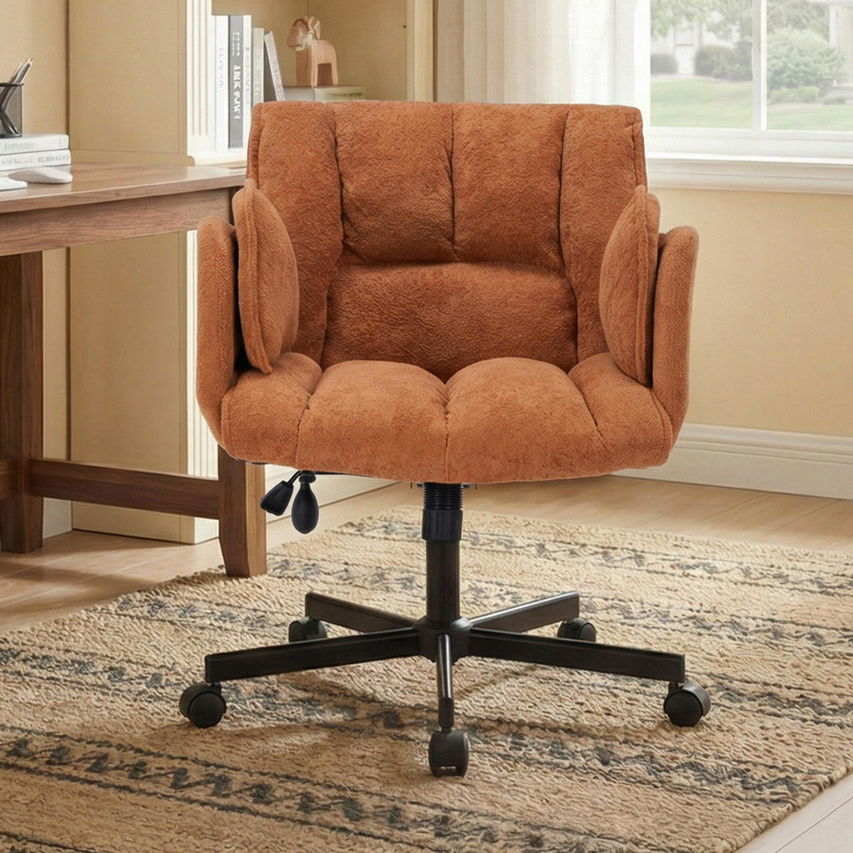 DREHSTUHL DE-40928 mit klappbaren Armlehnen und Lendenluftkissen Orange - Orange, Metall (60/86/68cm) - ComfortXL