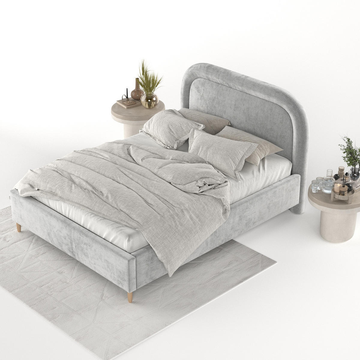 POLSTERBETT Zoya 120/200 cm Hellgrau im Lotta Stoff - Hellgrau/Naturfarben, Holz/Holzwerkstoff (120/200cm) - AltaBeds