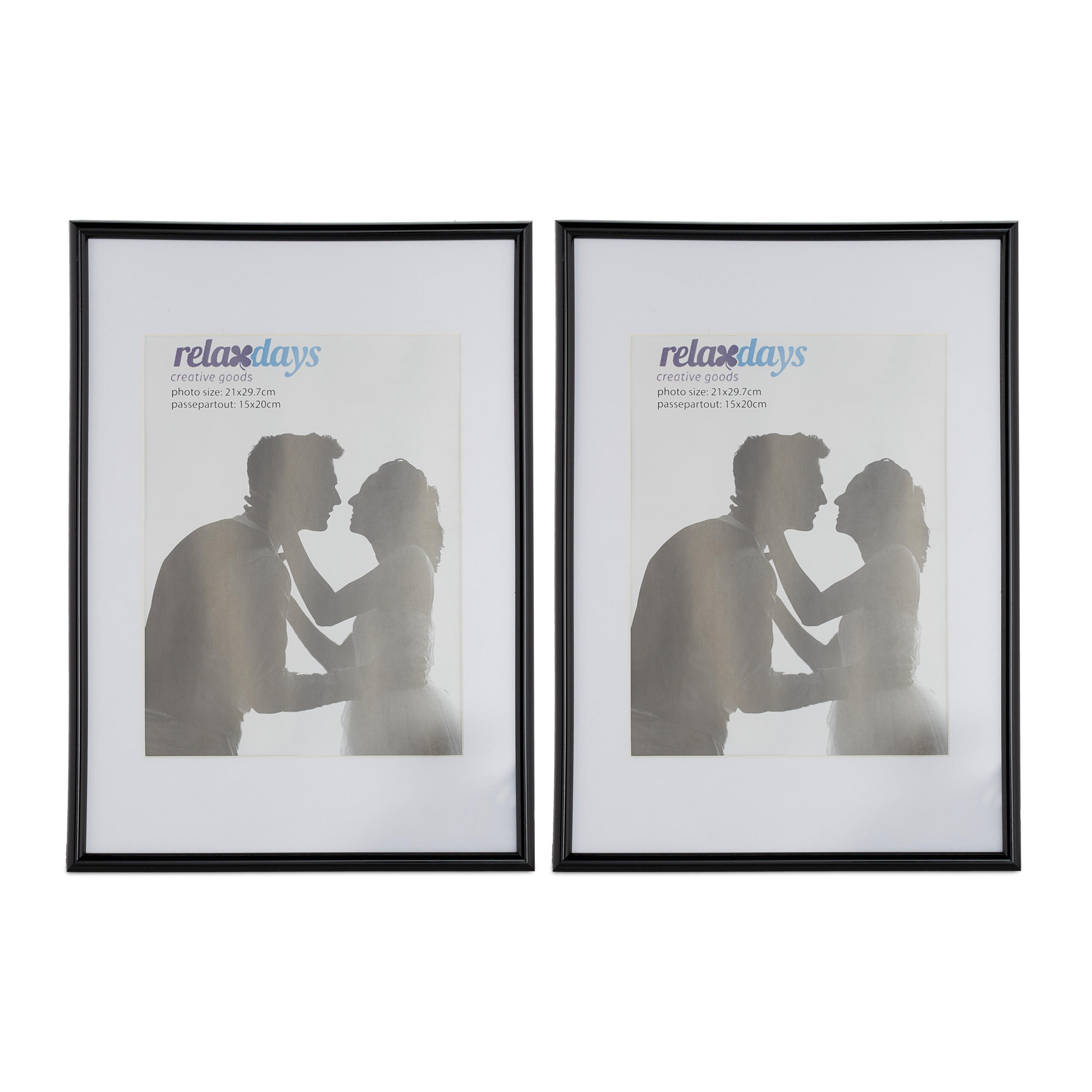 Relaxdays FOTORÁMEČEK Černý 2ks-sada A4